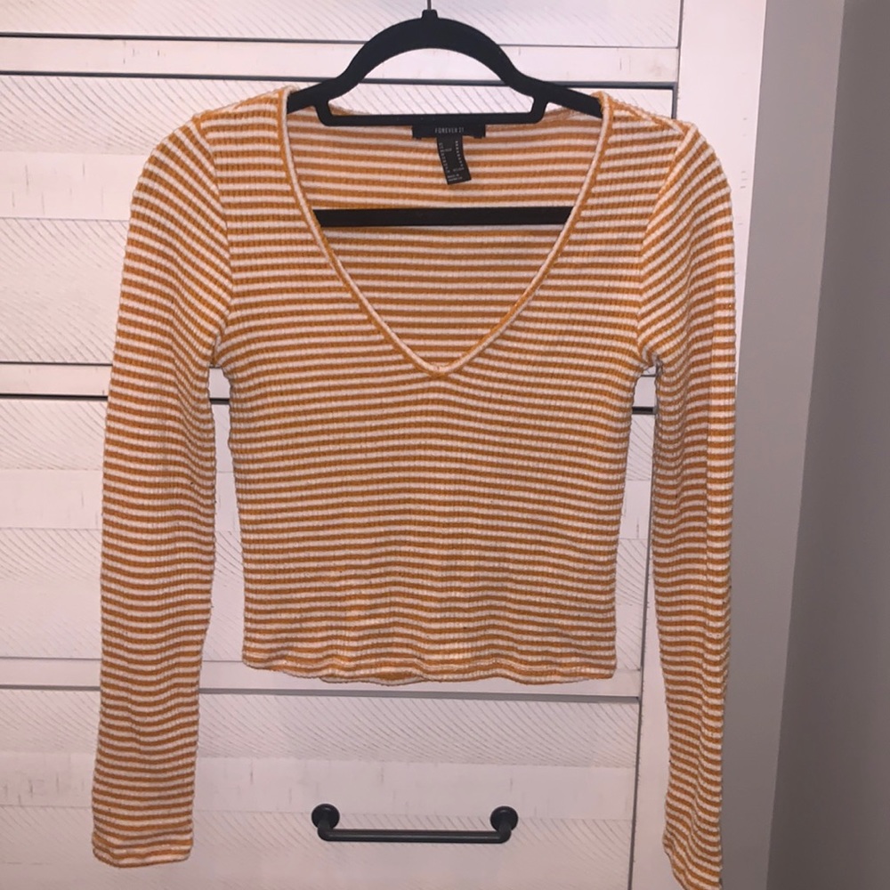 Forever 21 Yellow & White Top